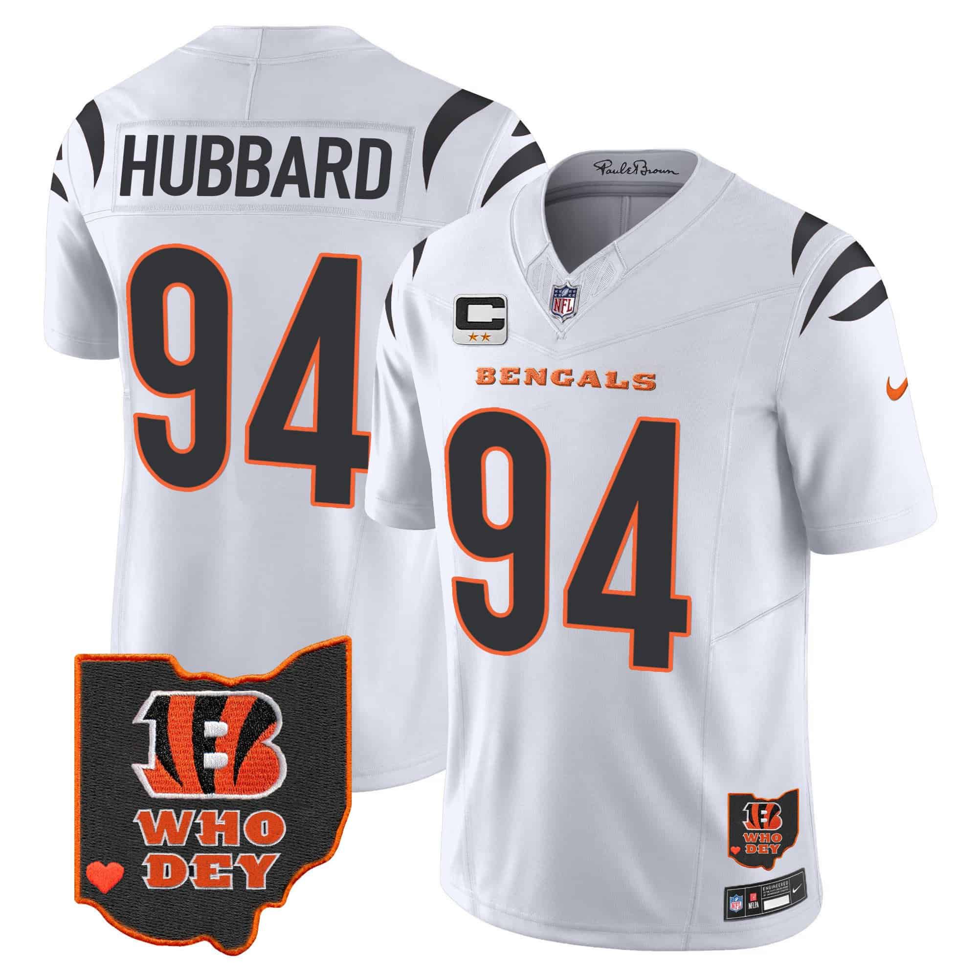 Men Cincinnati Bengals #94 Hubbard White 2024 Nike Patch Vapor Limited NFL Jersey